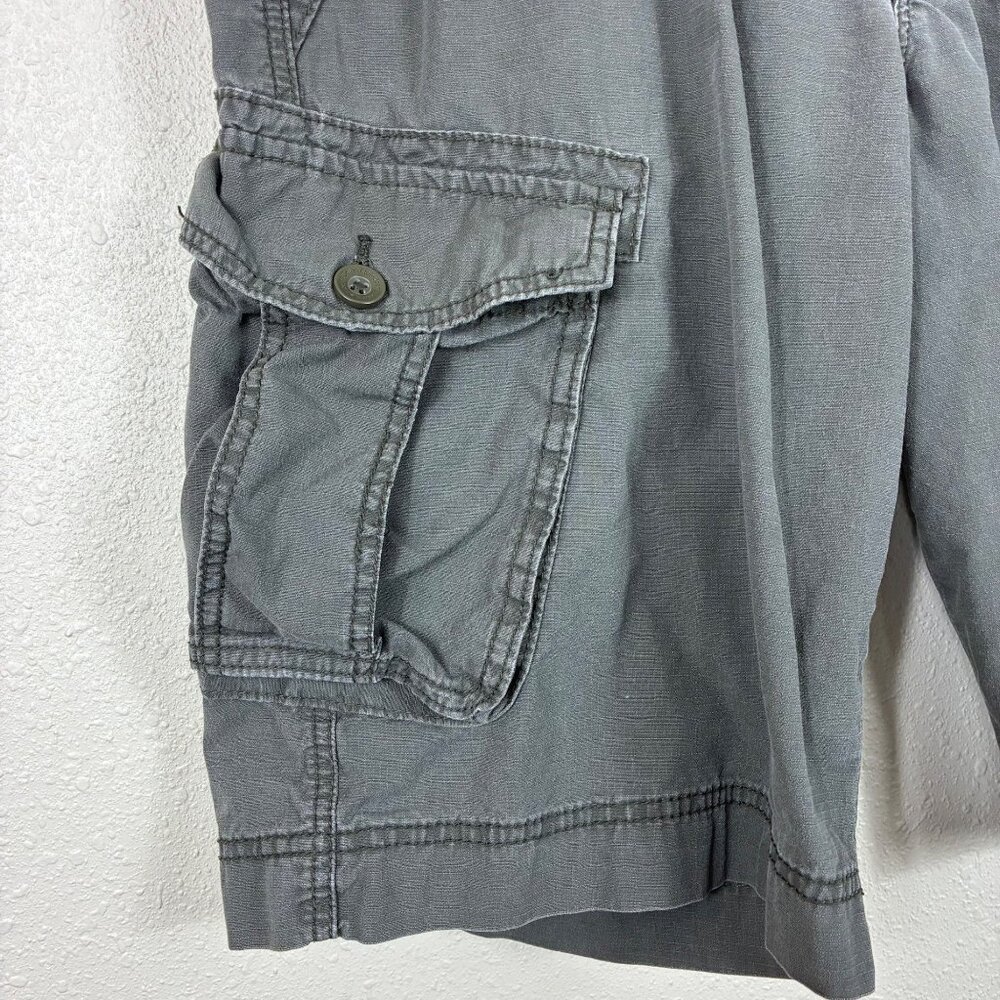 Y2K Calvin Klein Jeans Cargo Shorts Mens 38 Gray Ripstop Utility Streetwear - Picture 2 of 8